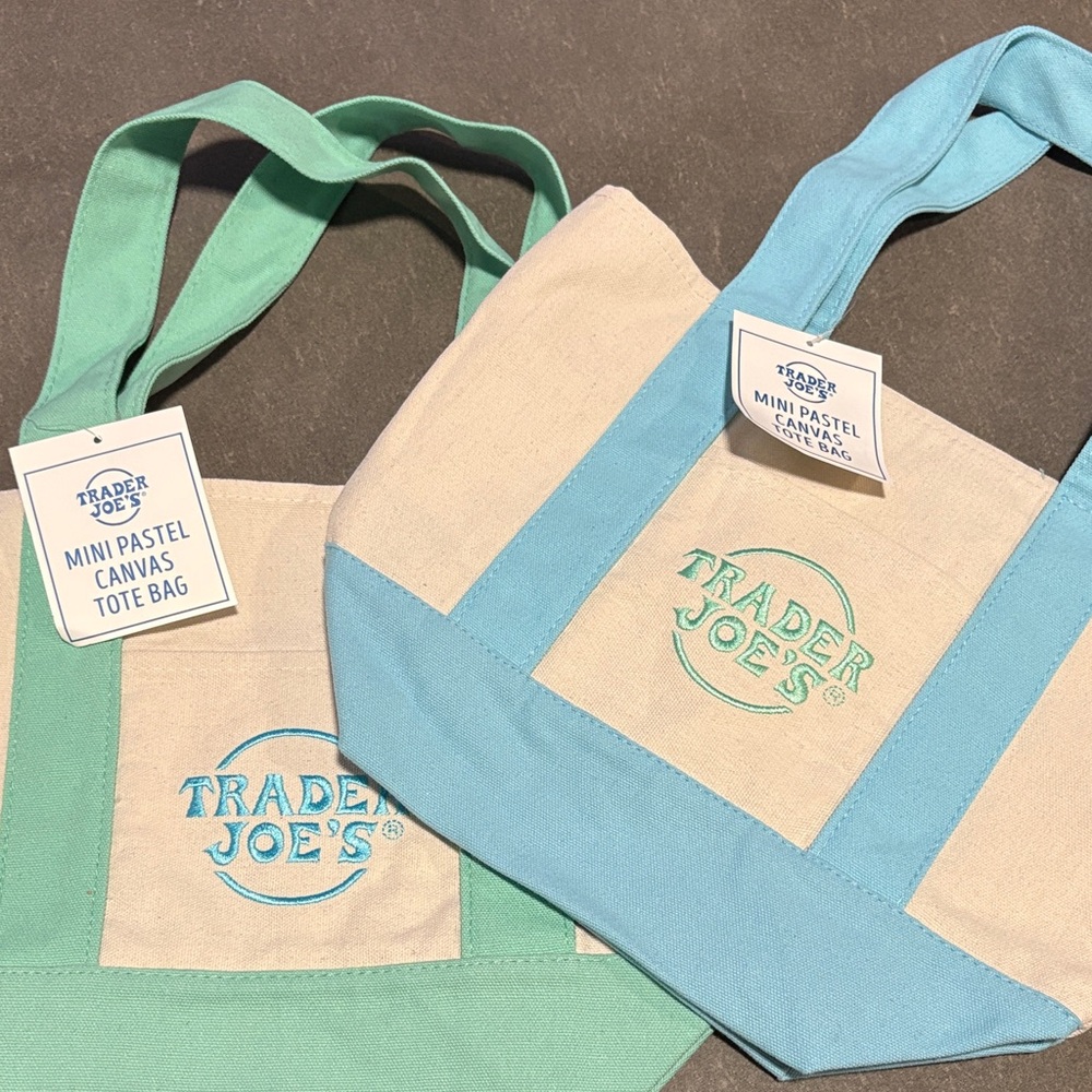 Trader Joe's Canvas Tote Bag - Blue and Green